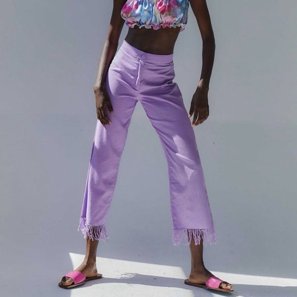 Vibrant Purple Fringe Pants